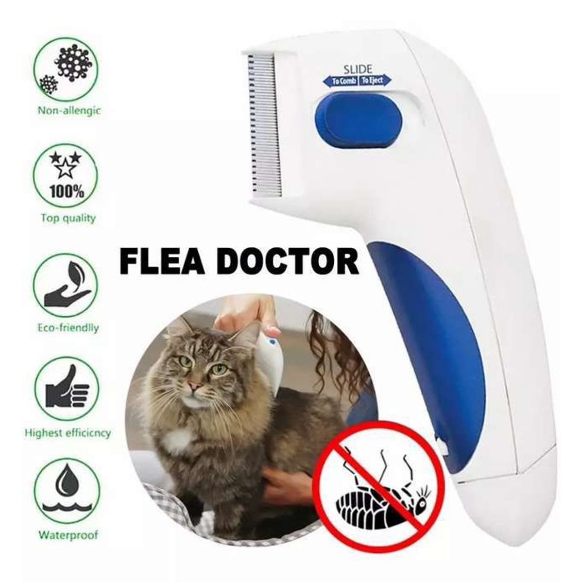 GENERICO - Peine Cepillo Eléctrico Anti Pulgas para Mascotas Perro Gato