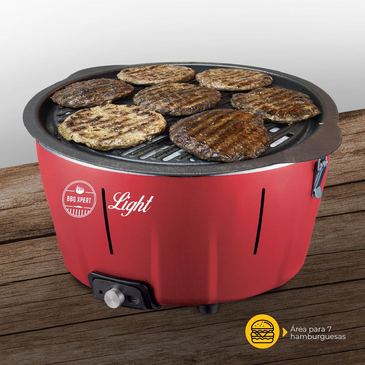 BBQ XPERT - Parrilla a Carbón Portátil Light Roja - Encendido en 4 minutos