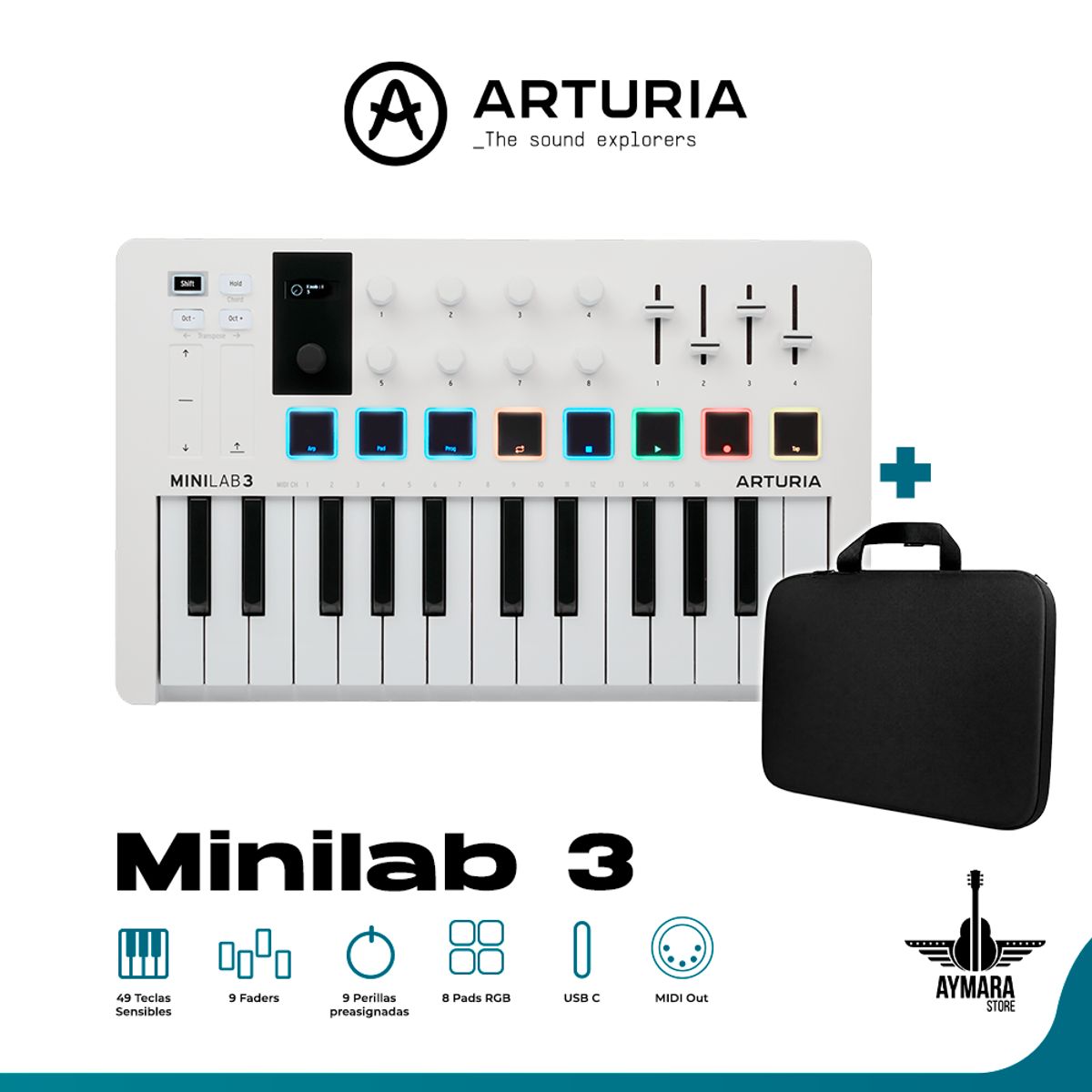 ARTURIA - ARTURIA MINILAB 3 WHITE CONTROLADOR MIDI