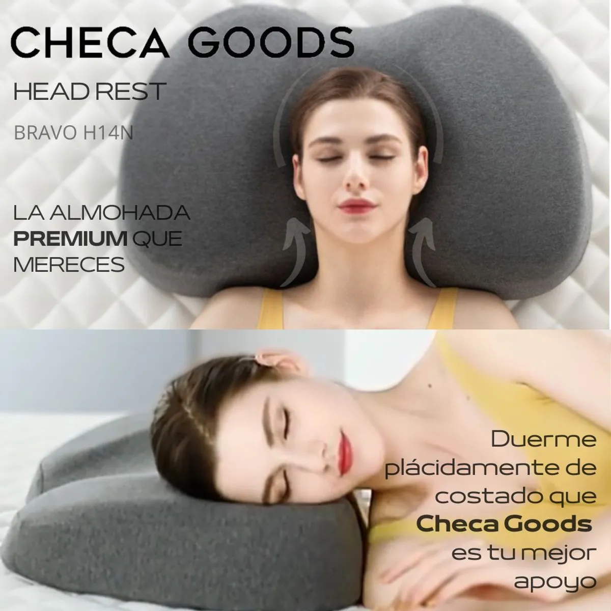 CHECAGOODS - Almohada Anatómica Premium CHECA GOODS H14N Gris Oscuro