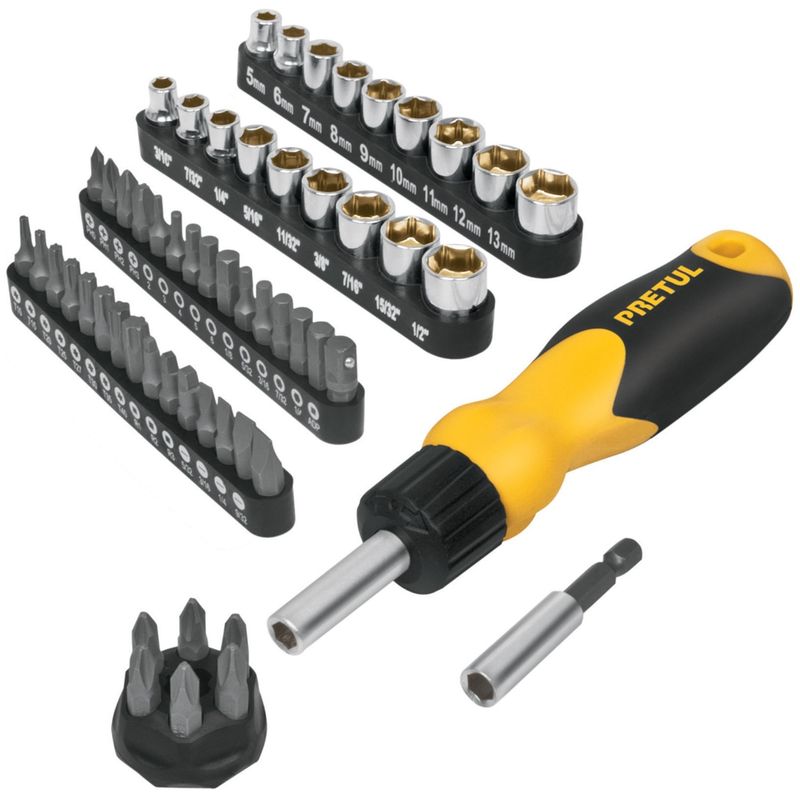PRETUL - Desarmador con 35 puntas y 18 dados, tipo ratchet pretul