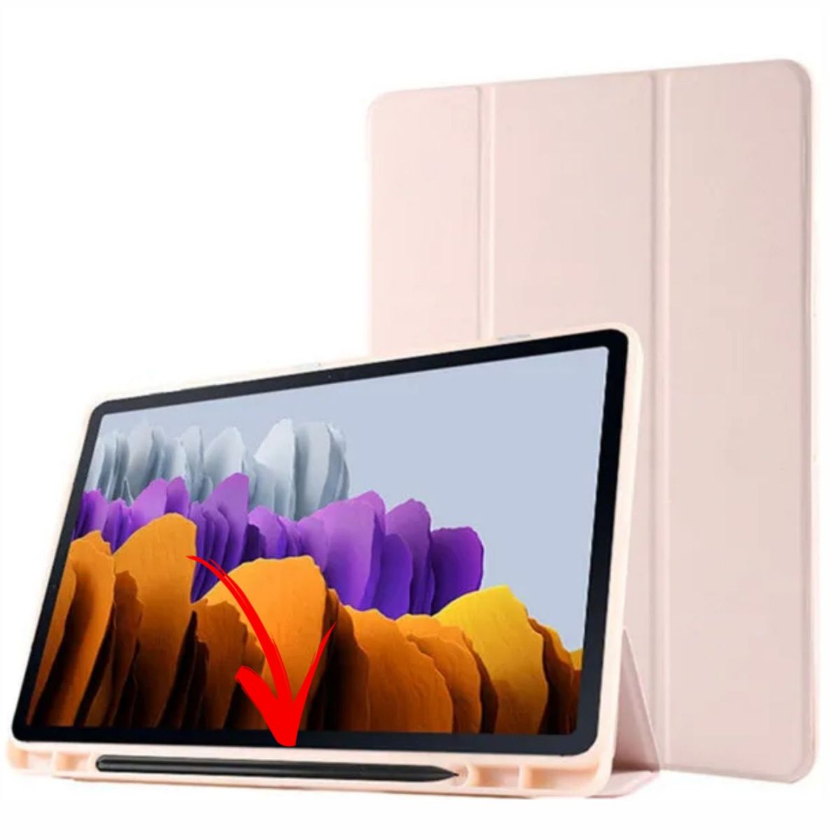 GENERICO - Funda Book Cover Galaxy Tab S7 Fe  S7 Plus  S8 Plus 12.4 portapencil