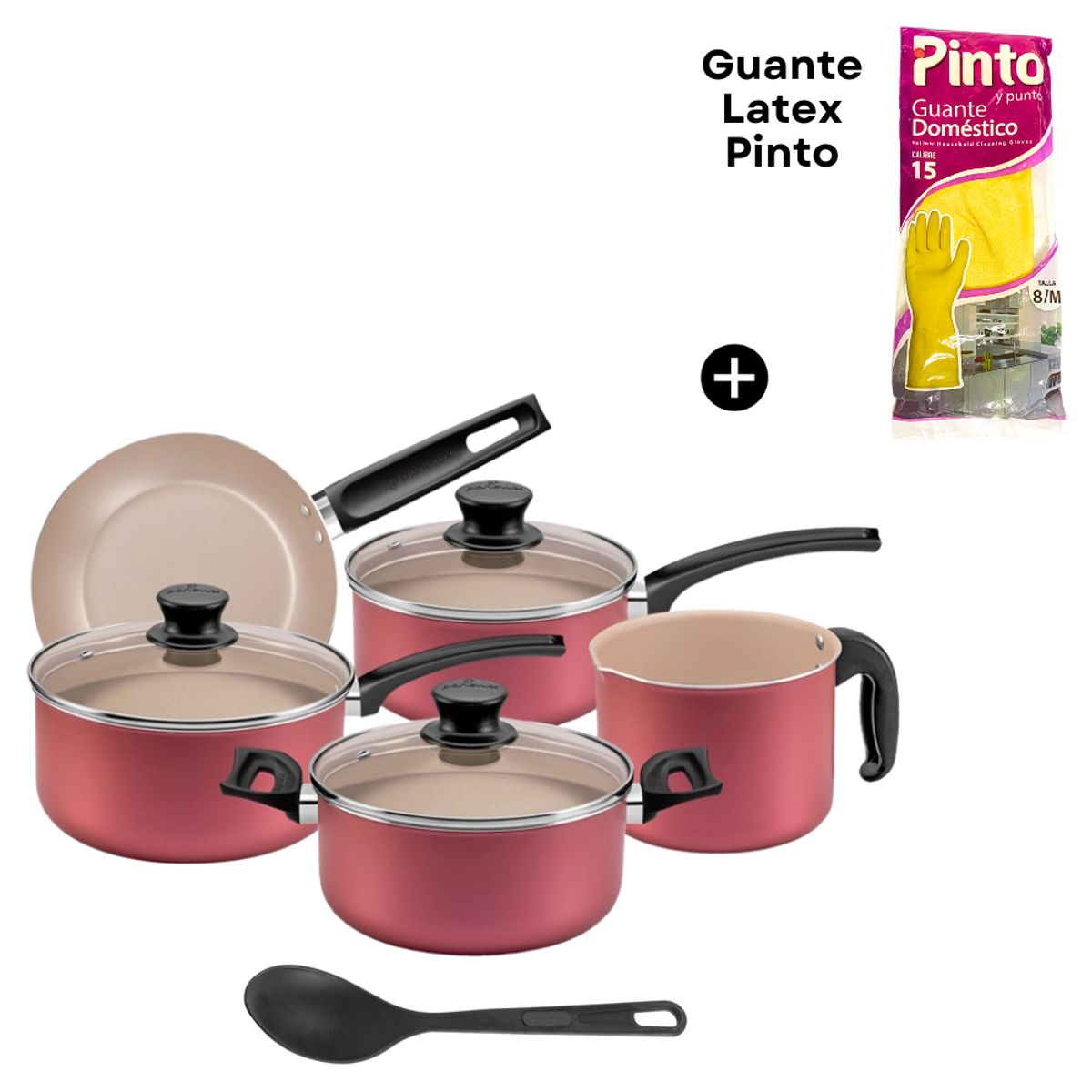 PANELUX - Juego de Ollas Color Cereza 8 Piezas Línea Magnific - PANELUX