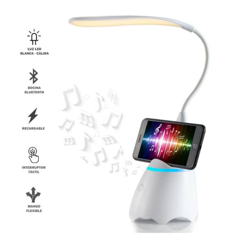 INSPIRA - Lámpara Led Inalámbrica con Bluetooth Porta Celular