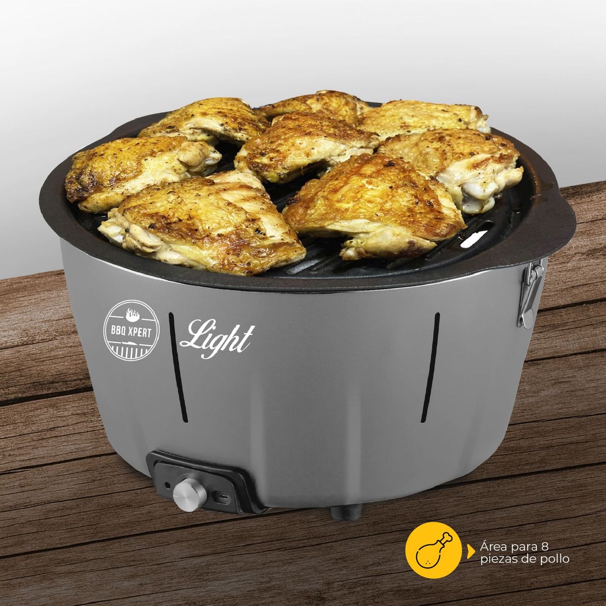 BBQ XPERT - Parrilla a Carbón Portátil Light Gris - Encendido en 4 minutos