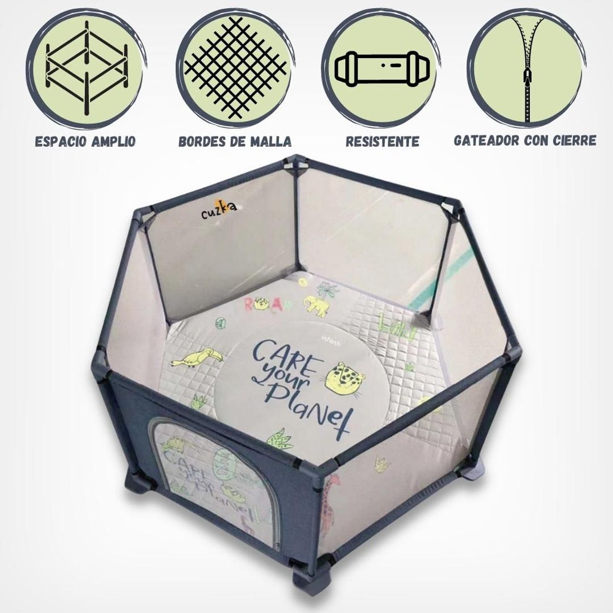 INFANTI - Corral Desarmable Para Bebés «CARE YOUR PLANER» Gray