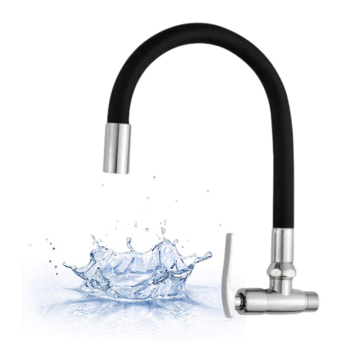 C&A - Llave Caño para Pared Flexible Negro CA