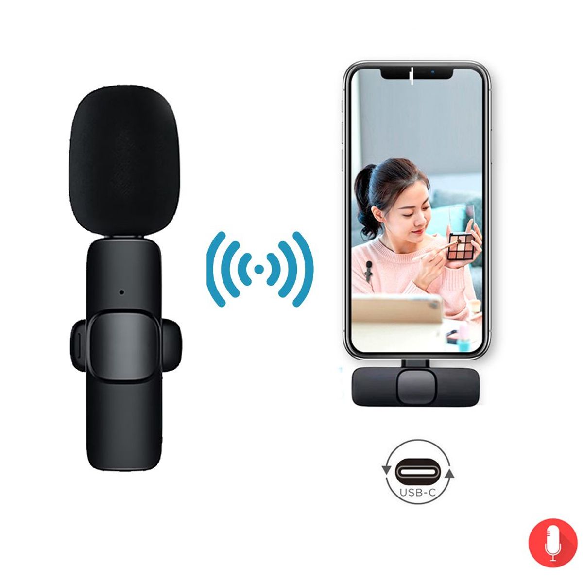 HOCO - Microfono Inalambrico Solapero Pechero 2 en 1 Celular Android