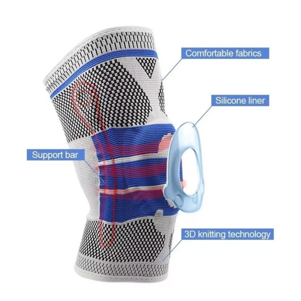 HOLGU - Rodillera Deportiva con Silicona - Para Ligamentos