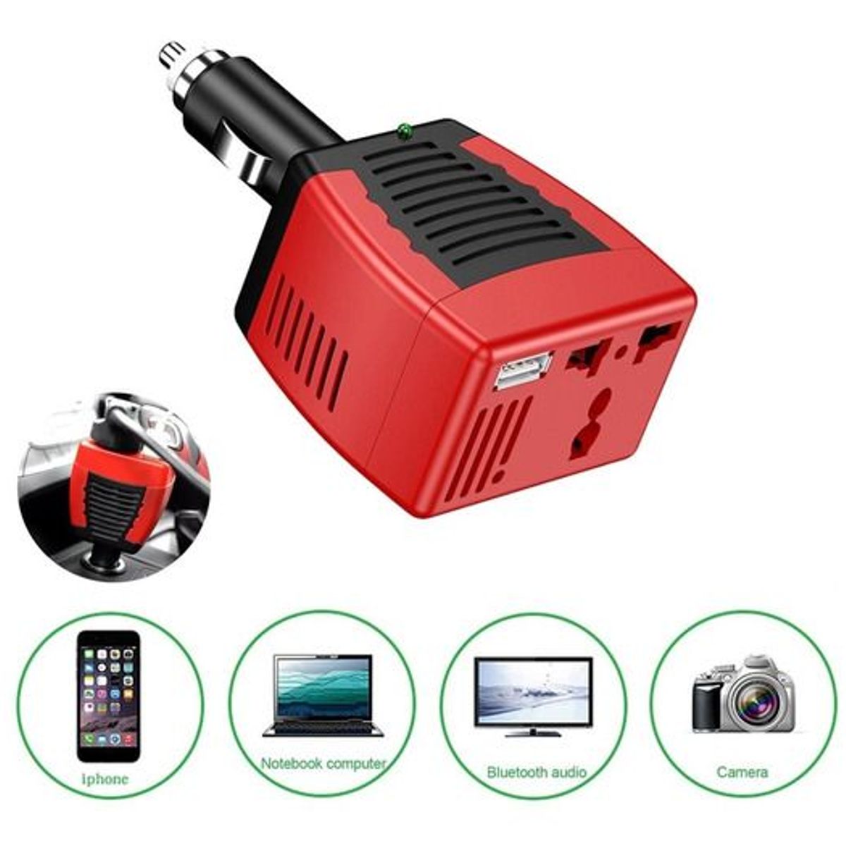 GENERICO - Inversor de corriente para auto 75 watts