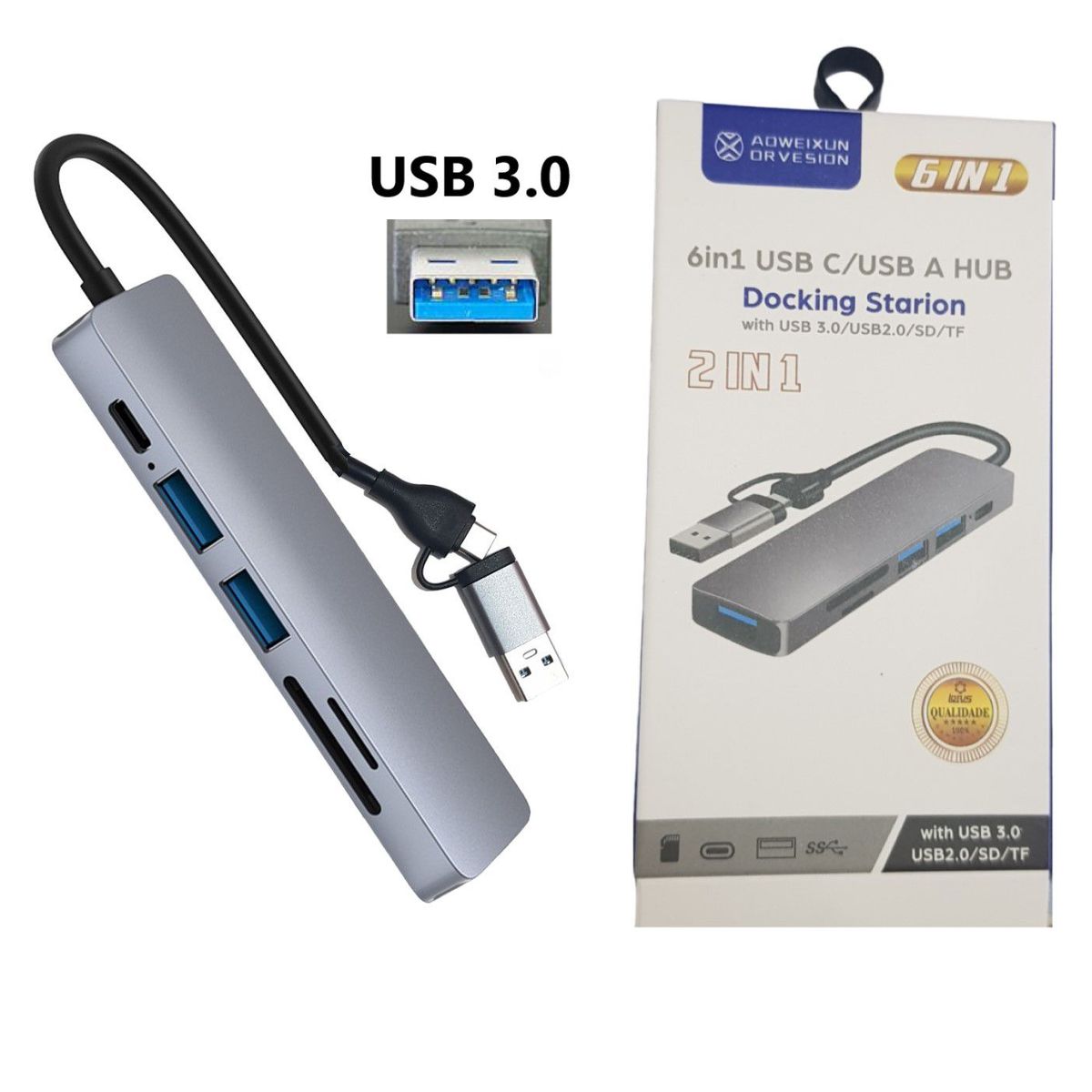 GENERICO - Adaptador Hub Tipo C a USB 3.0 6 Puertos PC, Laptop, Android.