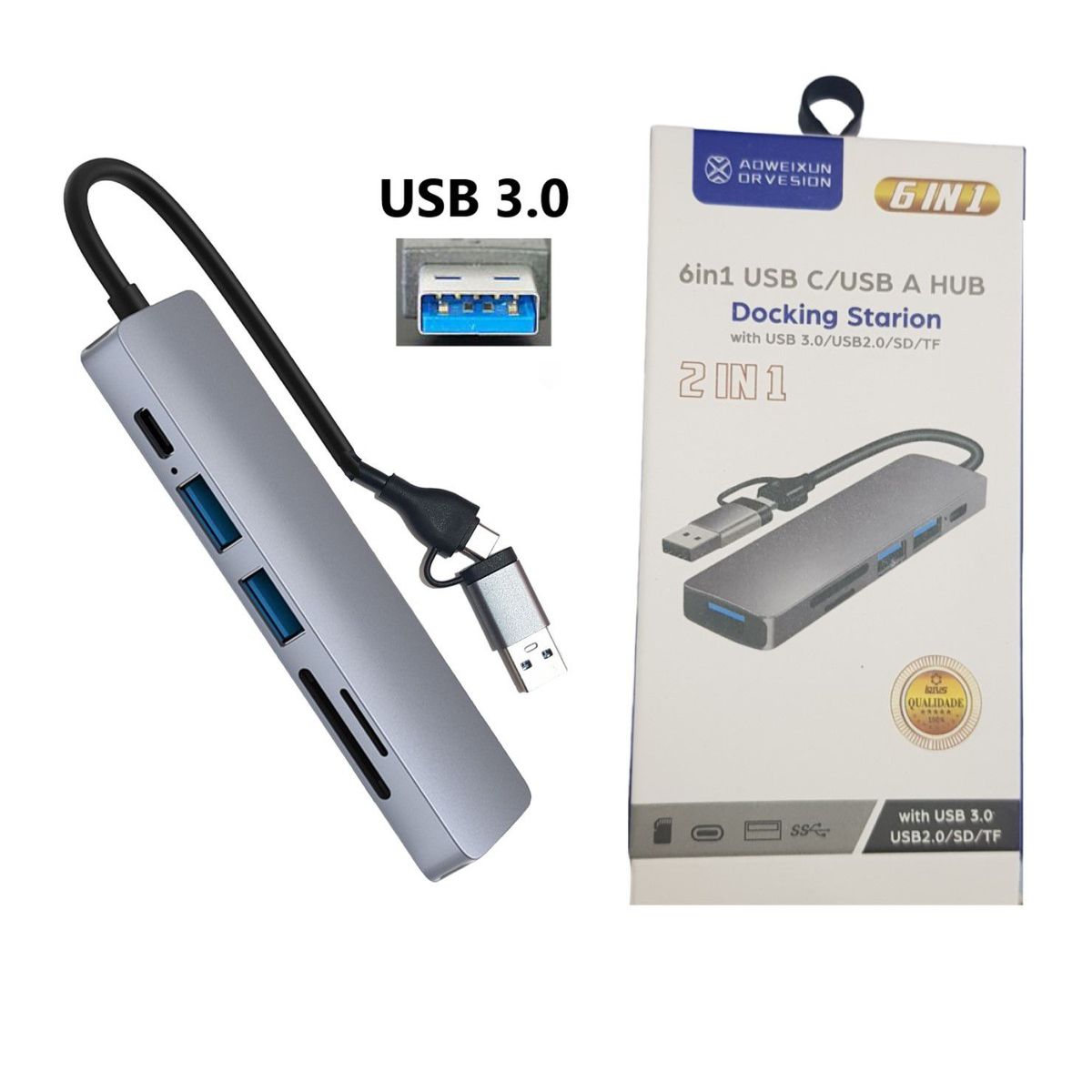 GENERICO - Adaptador Hub Tipo C a USB 3.0 6 Puertos PC, Laptop, Android.