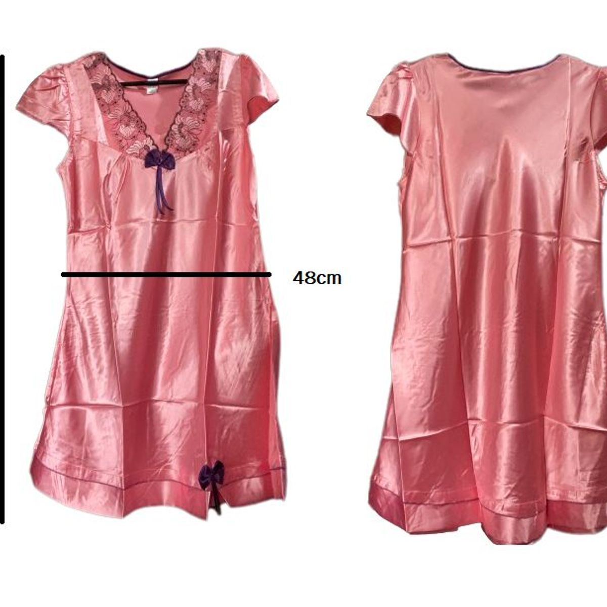 GENERICO - Ropa de dormir vestido M de manga corta con cuello en V