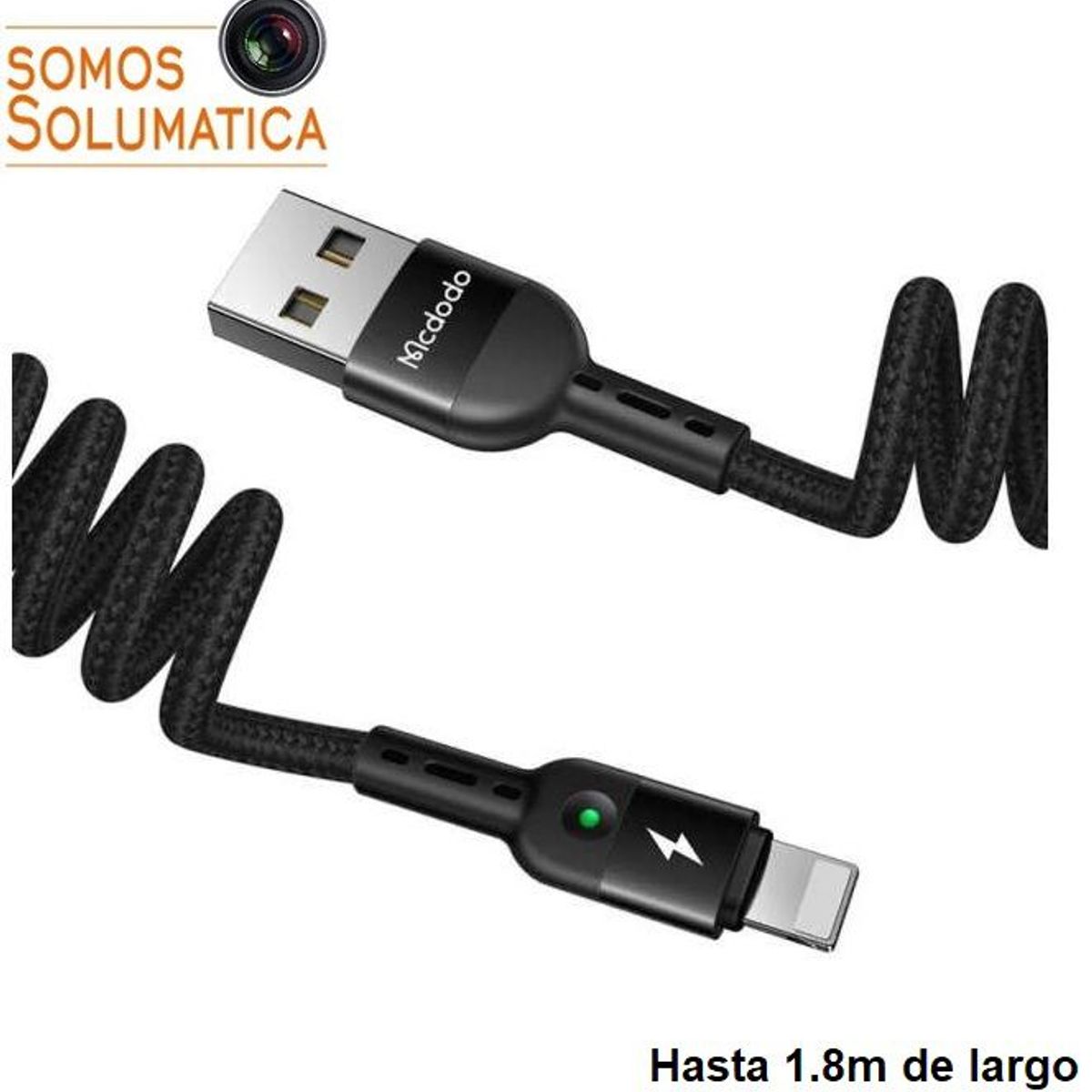 MCDODO - Cable Usb Lightning Carga Rapida - Espiral para Auto - Mcdodo