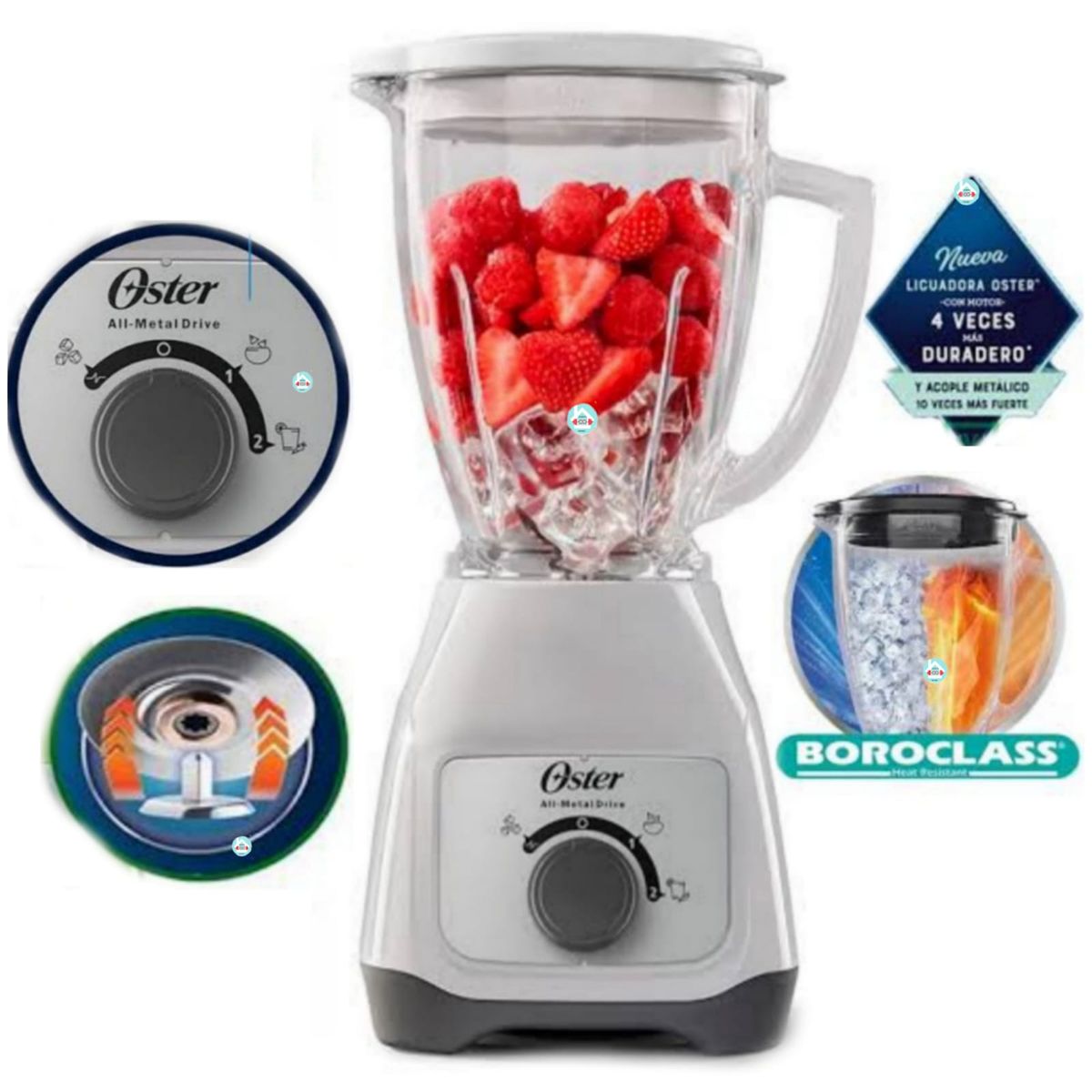 OSTER - Licuadora 2Vcon perrila 15lt BLSTKAG-WRD -500W