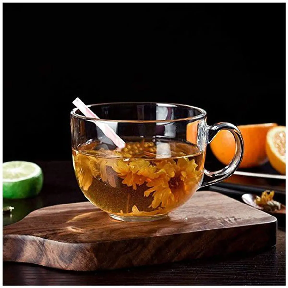 INSPIRA MARKET - Set de 6 tazas de vidrio con mango 420 ml