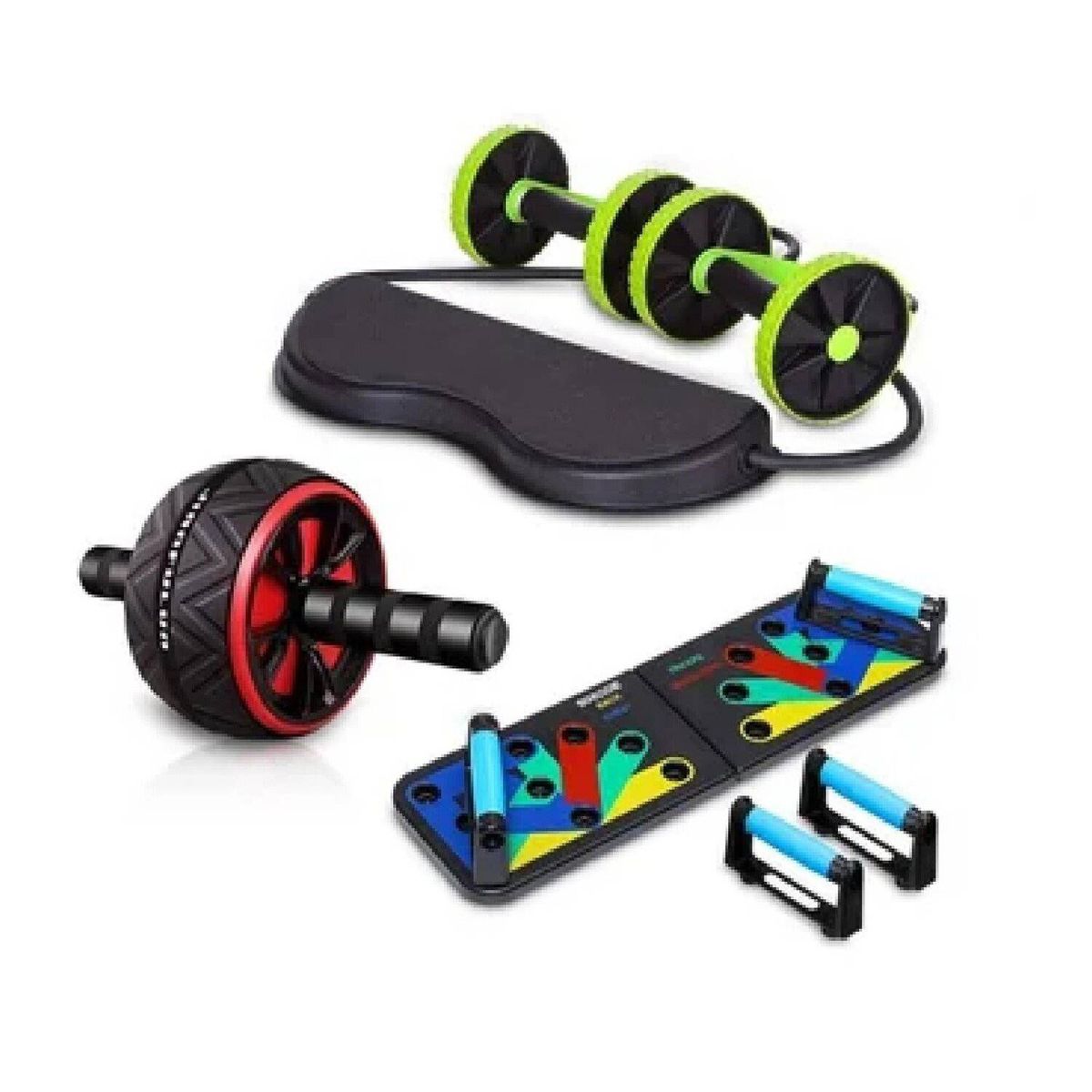 GENERICO - Combo rueda abdominal plancha push up dinámica