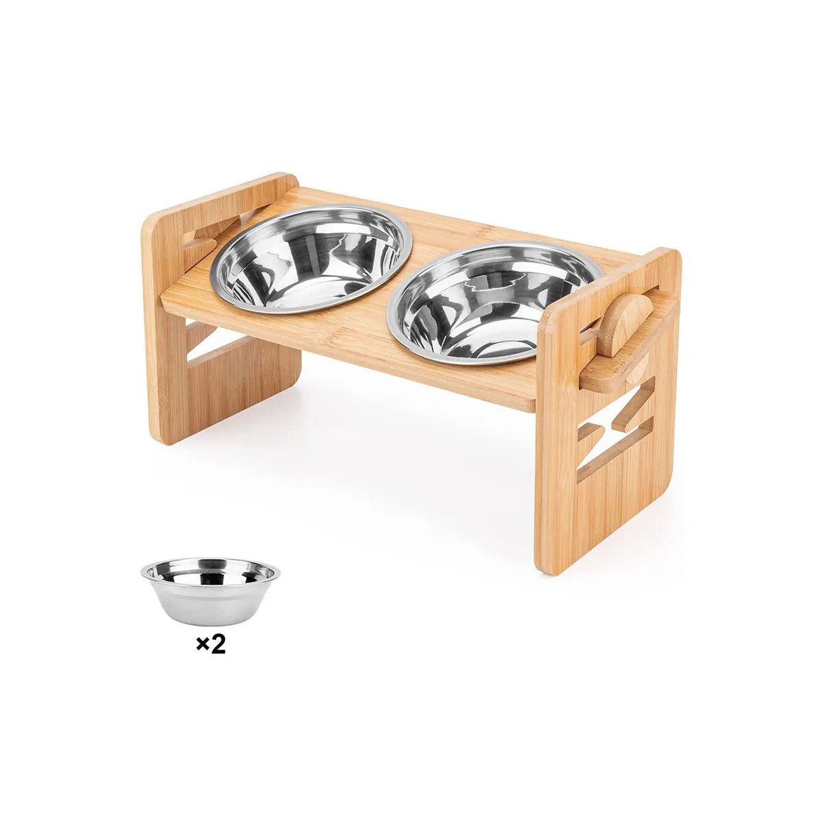 QUE PATAS PET SHOP - Comedero Doble Elevado para Perros Pequeño