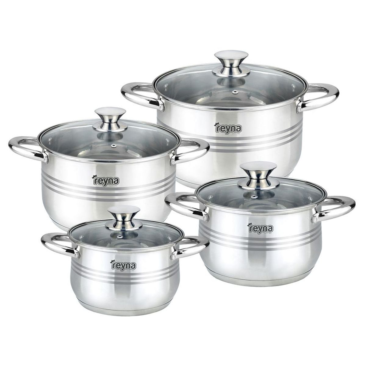 Reyna - Juego ollas de acero Professional Plus 8 piezas