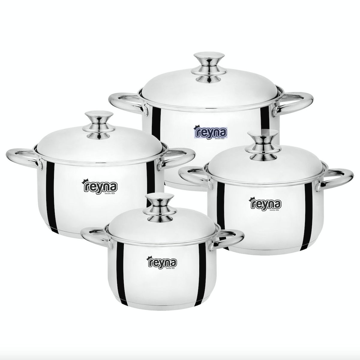 Reyna - Juego ollas de acero Golden 8 piezas