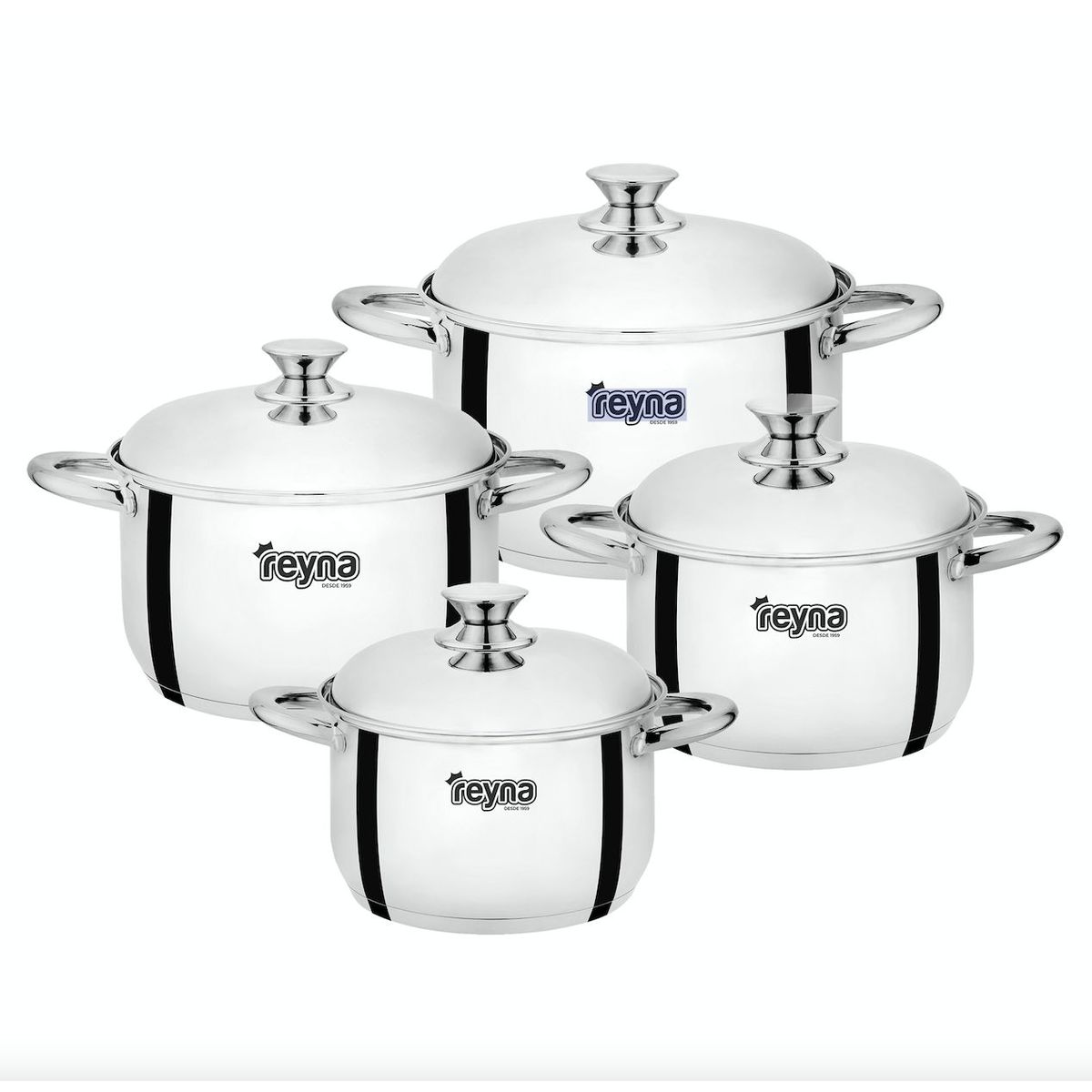 Reyna - Juego ollas de acero Golden 8 piezas