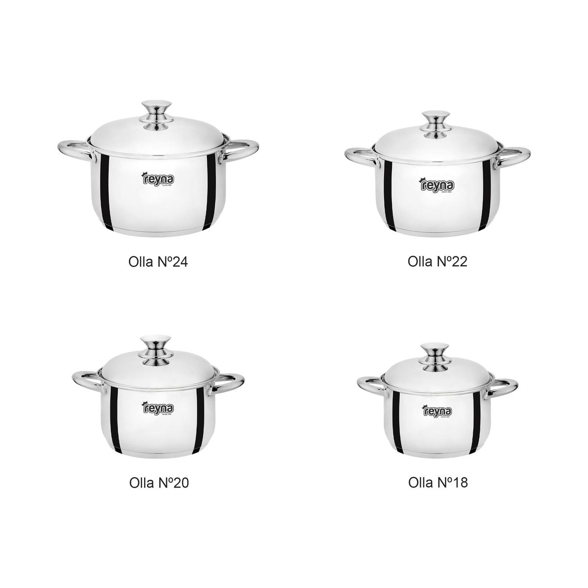 Reyna - Juego ollas de acero Golden 8 piezas