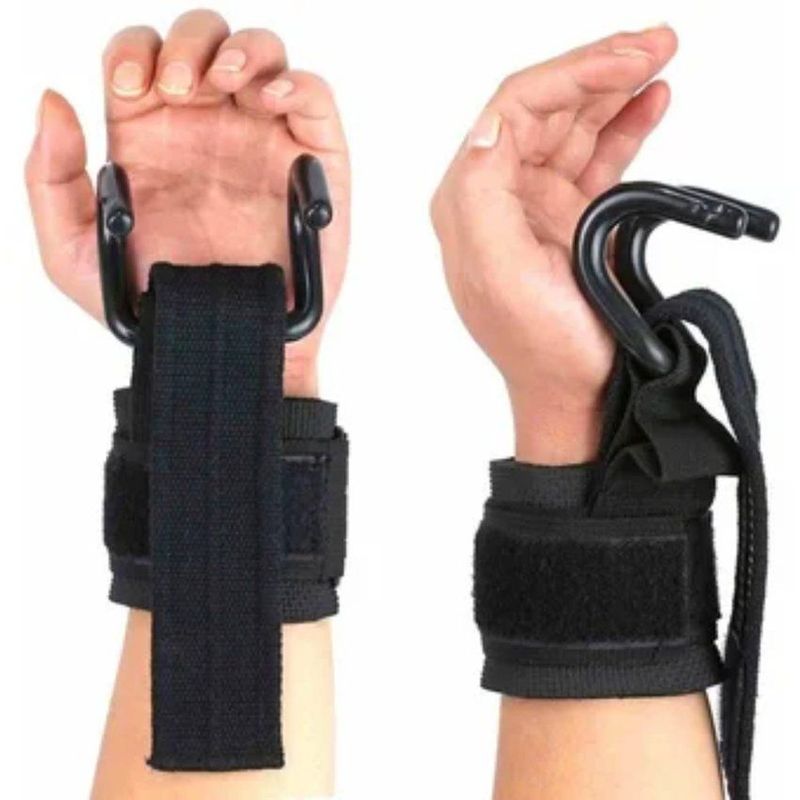GENERICO - Muñequeras straps para levantar pesas con ganchos calleras