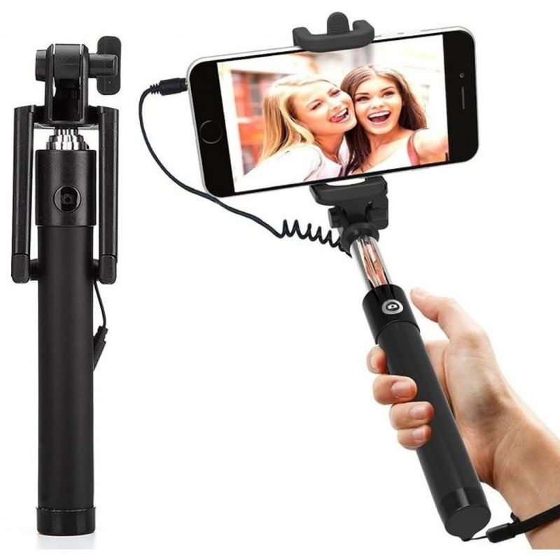 GENERICO - Monopod selfie  con cable  boton en el mango para celular smartphone
