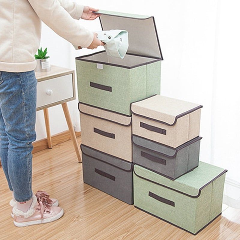 GENERICO - Caja de almacenamiento plegable a prueba d polvo para ropa color Beige