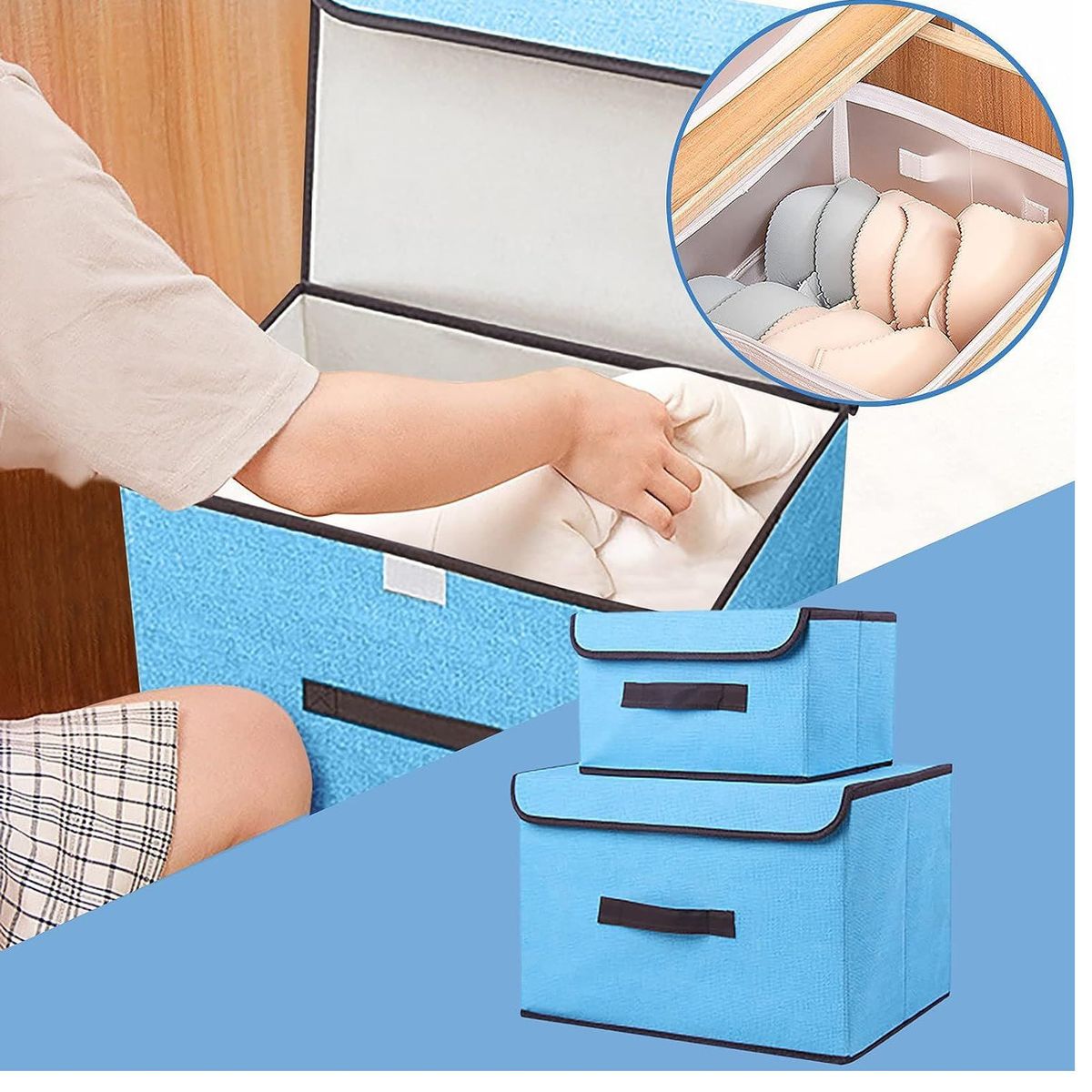 GENERICO - Caja de almacenamiento plegable a prueba de polvo color Turqueza