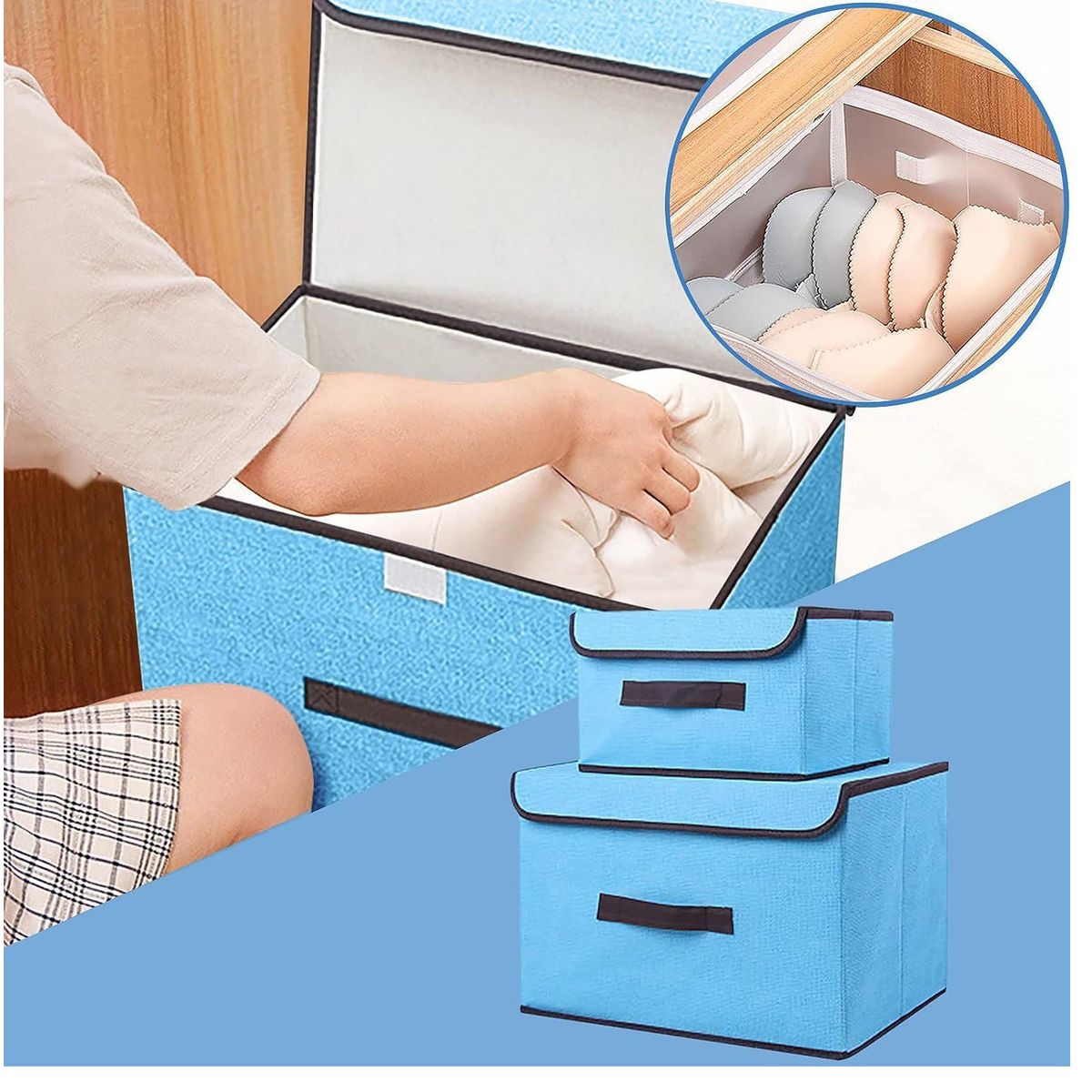 GENERICO - Caja de almacenamiento plegable a prueba de polvo color Turqueza