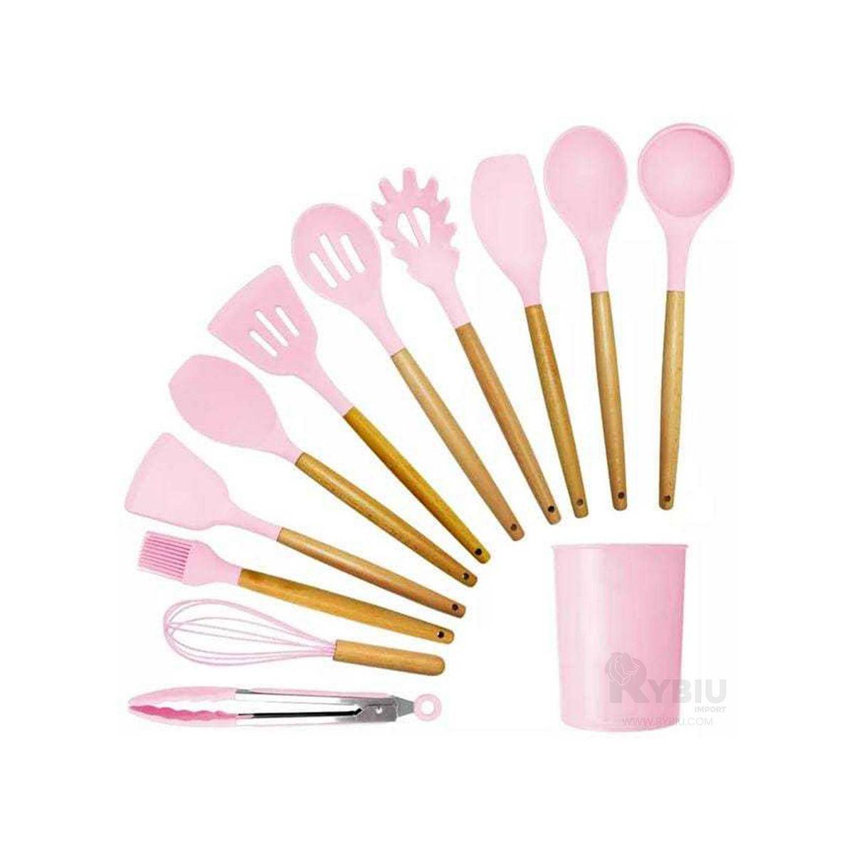 GENERICO - SET DE 12 UTENSILIOS PARA COCINA Y REPOSTERIA  ROSADO