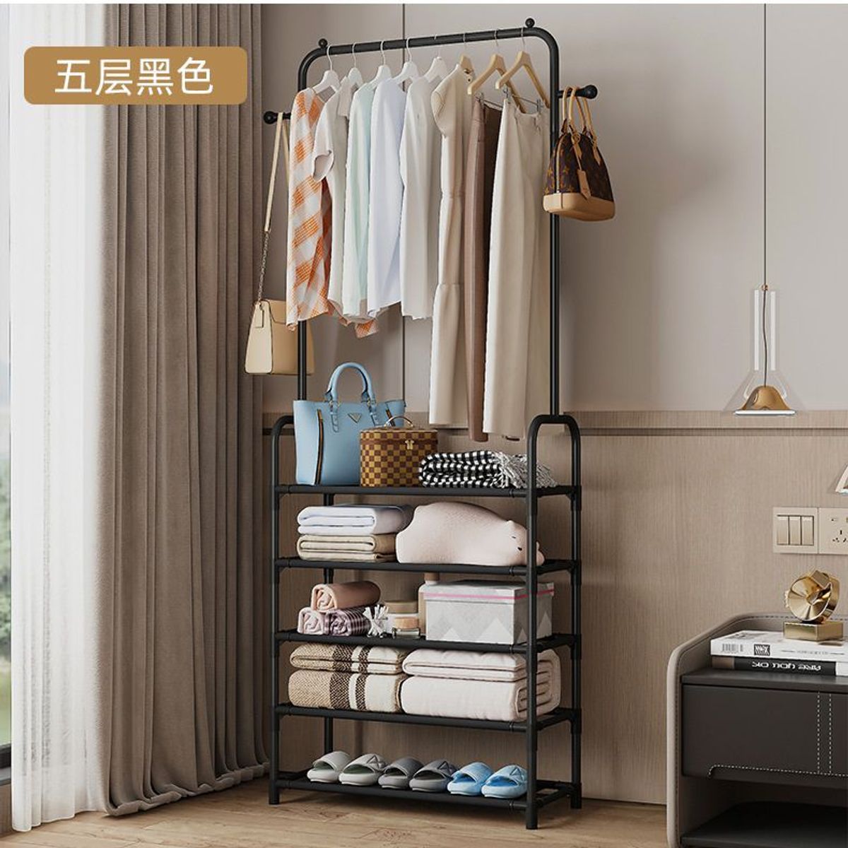 GENERICO - Organizador Colgador para Ropa Perchero Ruedas Estante Zapatero