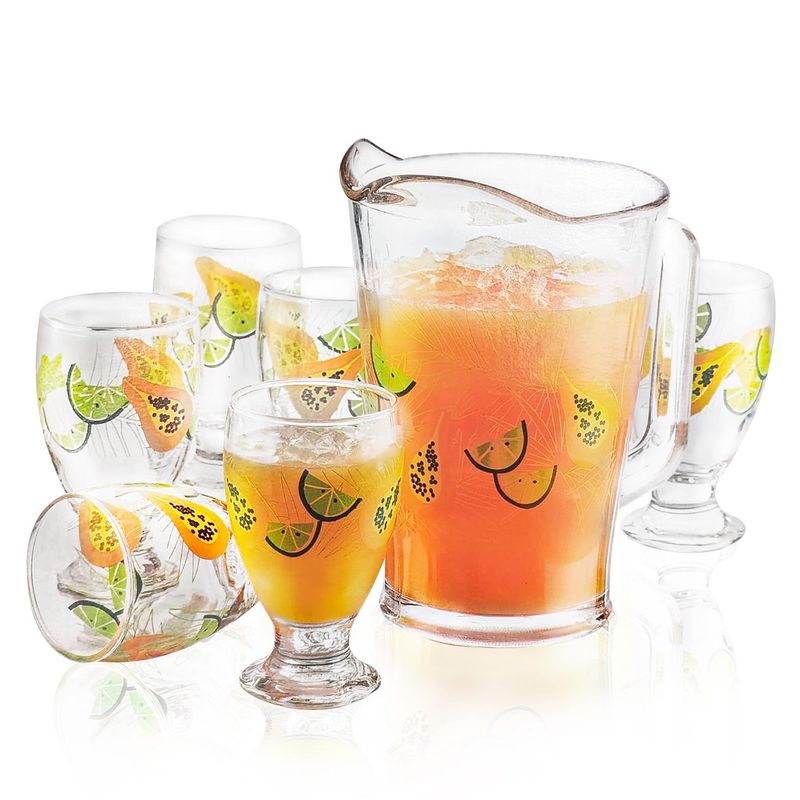 LIBBEY - Se de 6 Vasos más Jarra de 1.77 Lt Tropicalisimo