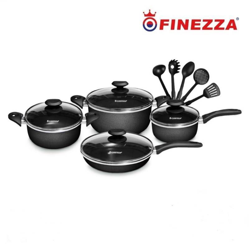FINEZZA - SET DE OLLAS ANTIADHERENTES DE 13 PZAS FZ-1658T Negro