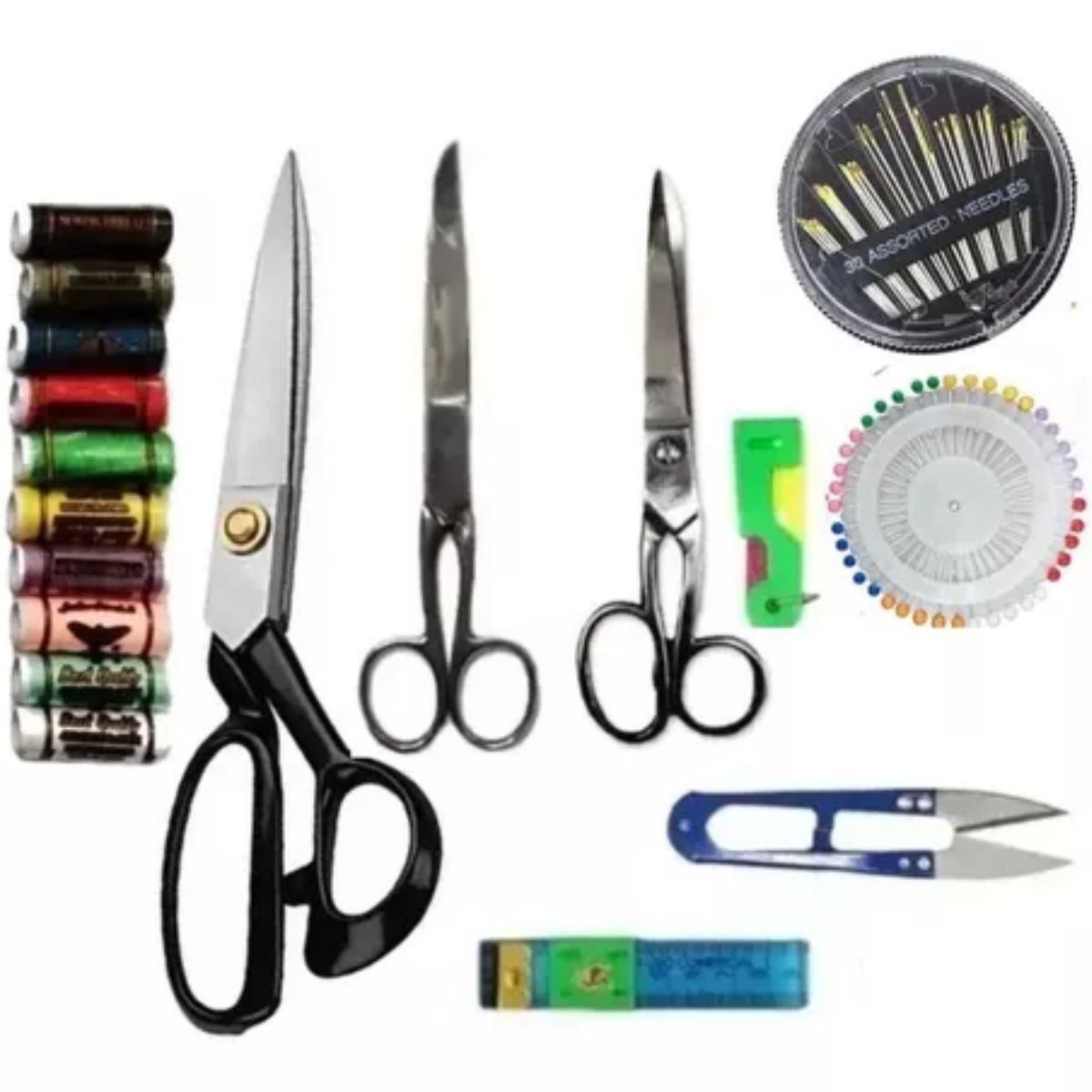 GENERICO - Kit de Tijeras de Costura Sastre Hilos Alfileres Agujas