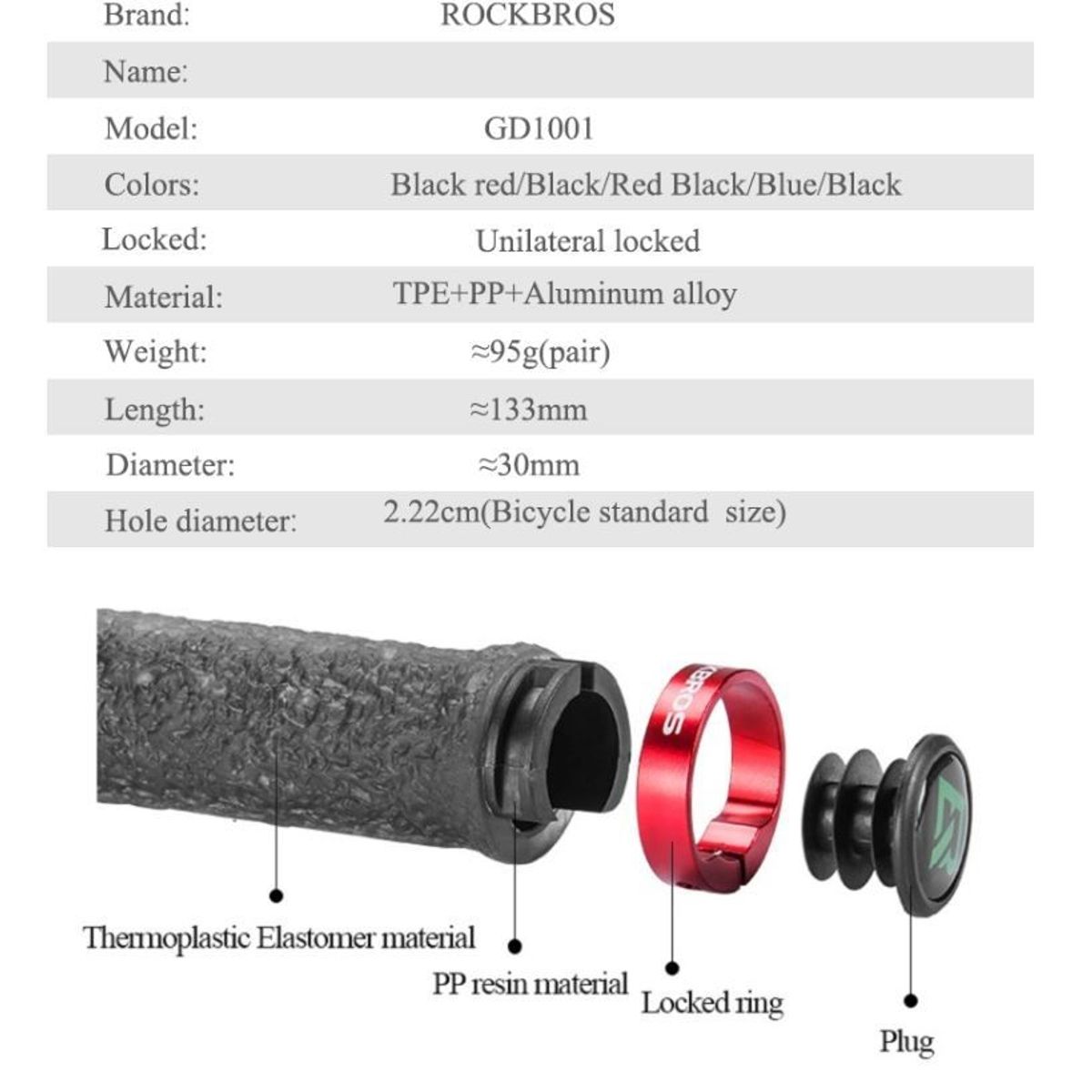 ROCKBROS - Maniguetas Goma Ciclismo GD1001BK