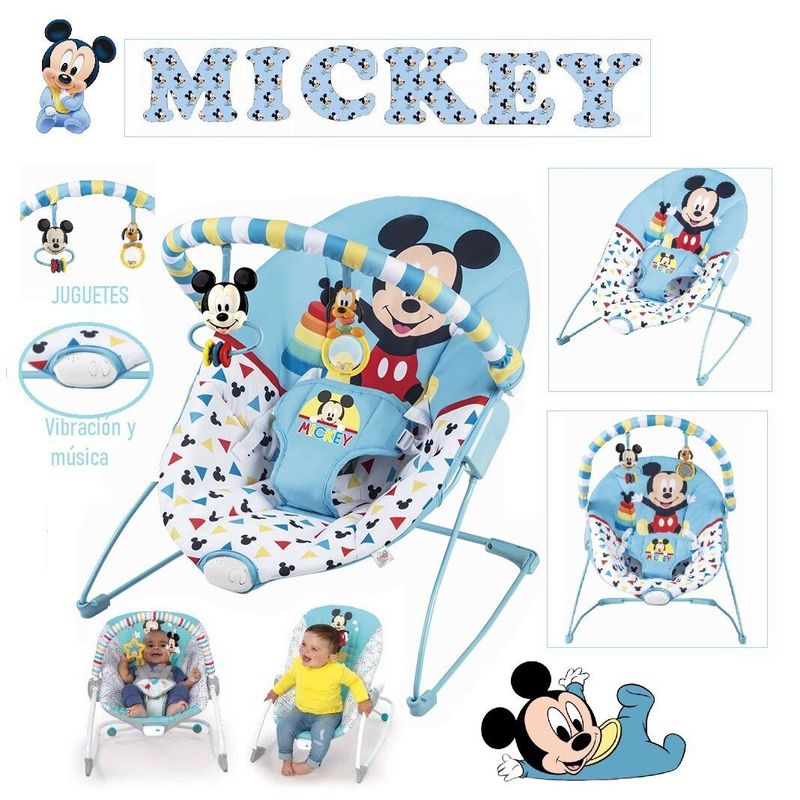 DISNEY - Mecedora Baby Luxe Mickey Disney 2 en 1 Azul