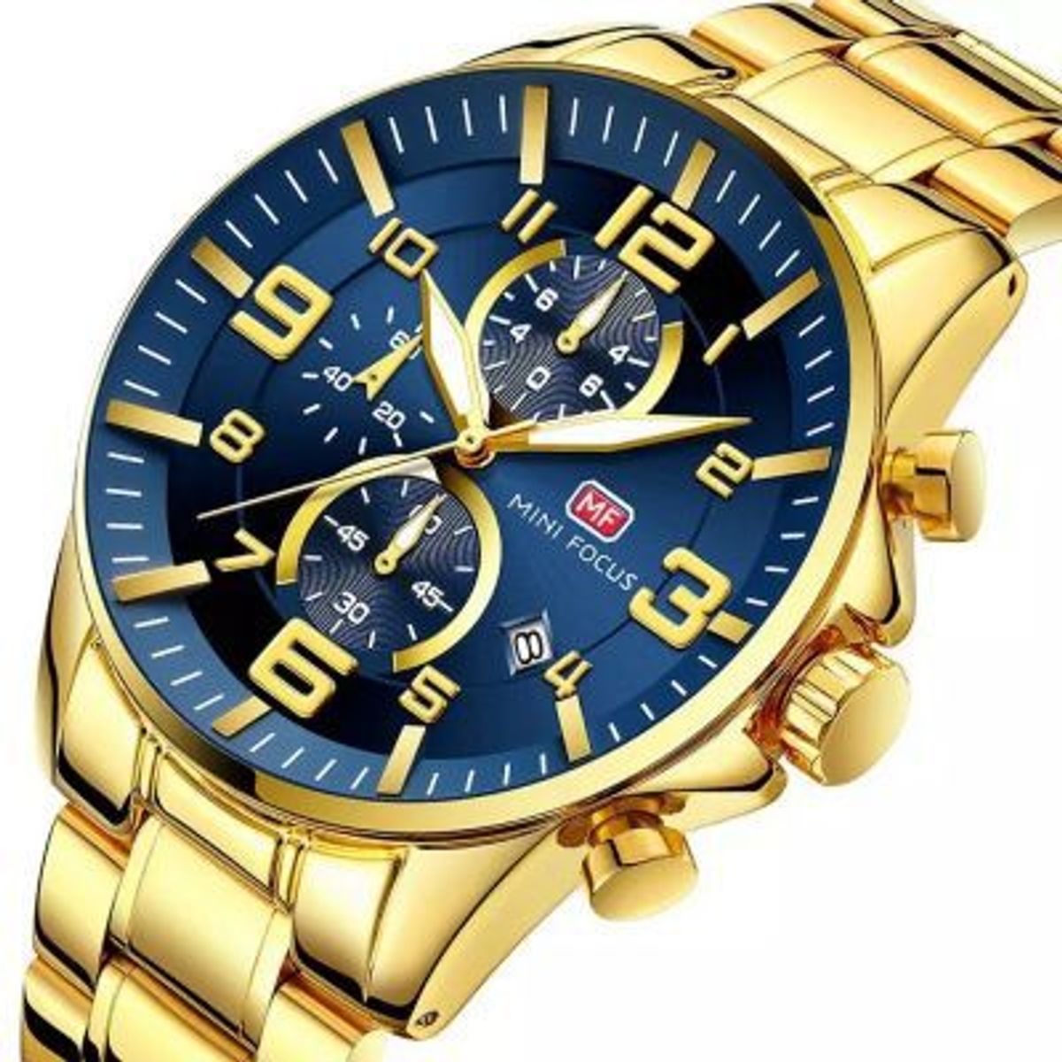 MINI FOCUS - Reloj Mini Focus Acero Dorado y Azul MIN-26