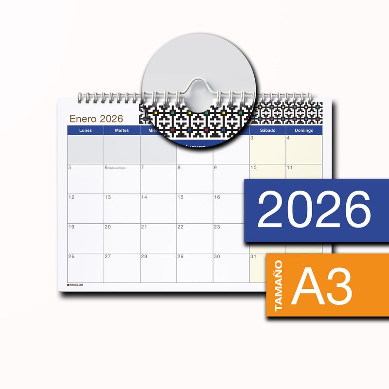 MIHUACO - Planner Planificador Calendario 2026 Mensual -A3 - Shipibo