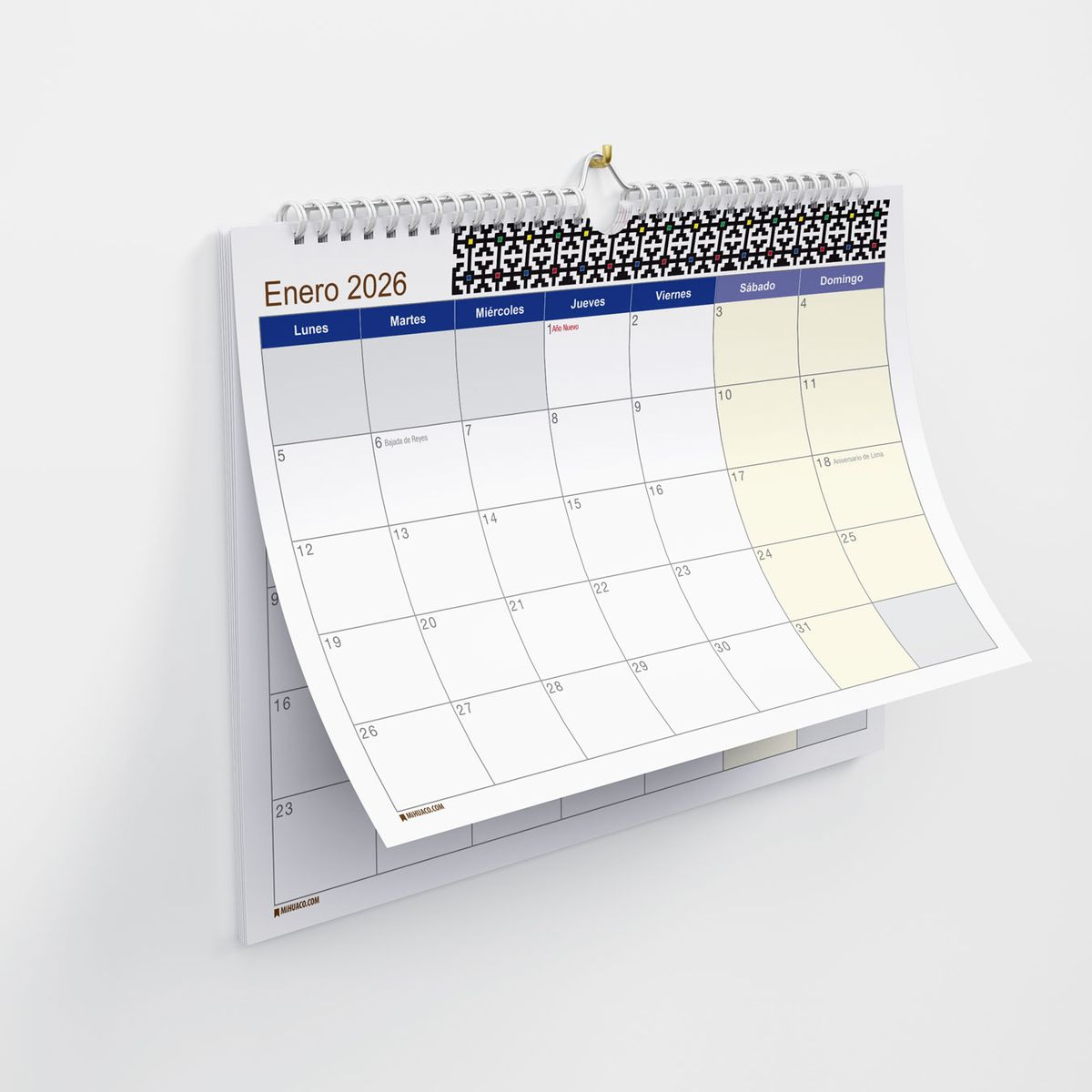 MIHUACO - Planner Planificador Calendario 2026 Mensual -A3 - Shipibo