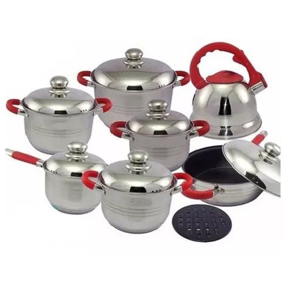 GENERICO - Juego de ollas  acero inoxidable 13 pzas