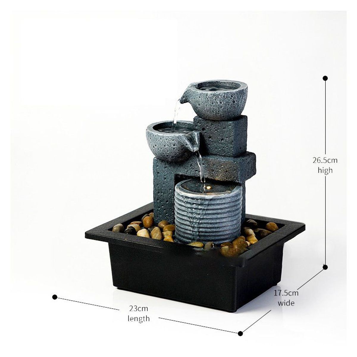 PUREPOWER - Fuente de relajacion para piedras naturales de mesa cascada iluminada