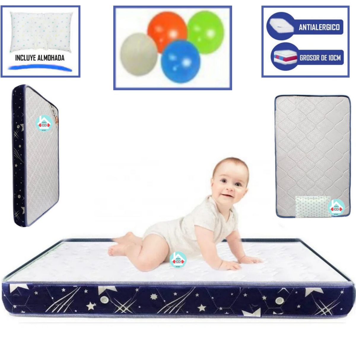 GENERICO - Colchón de Bebe para Cunas Pack and Play AO