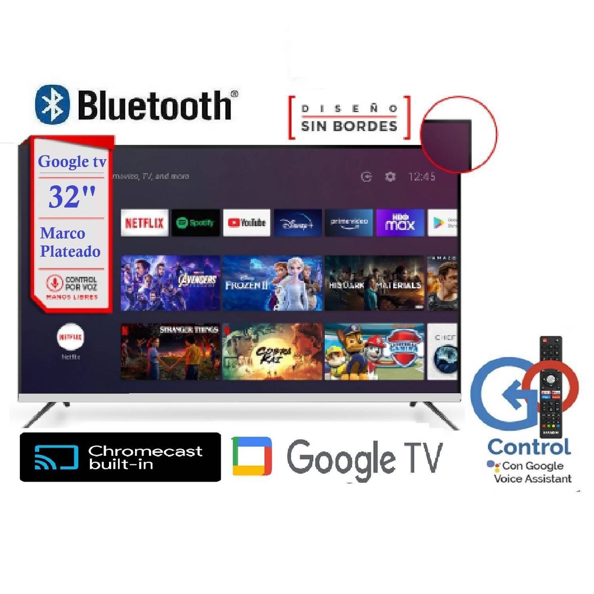 HYUNDAI - QLed Smart 32 Pulgadas Control de voz HYLED3259QG Google TV