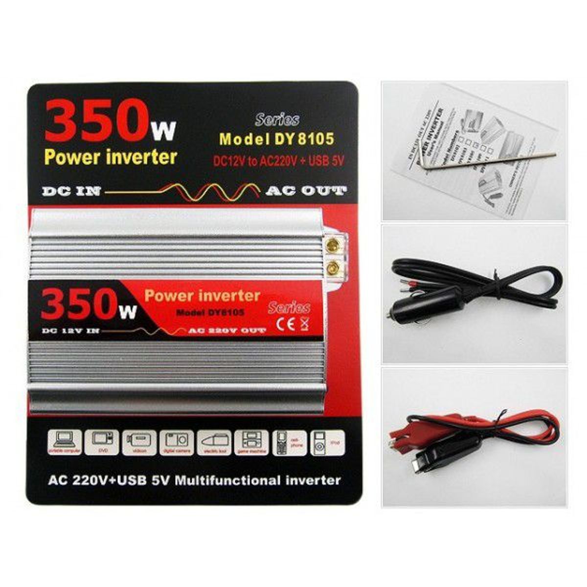 GENERICO - Inversor de corriente 350 watts para auto