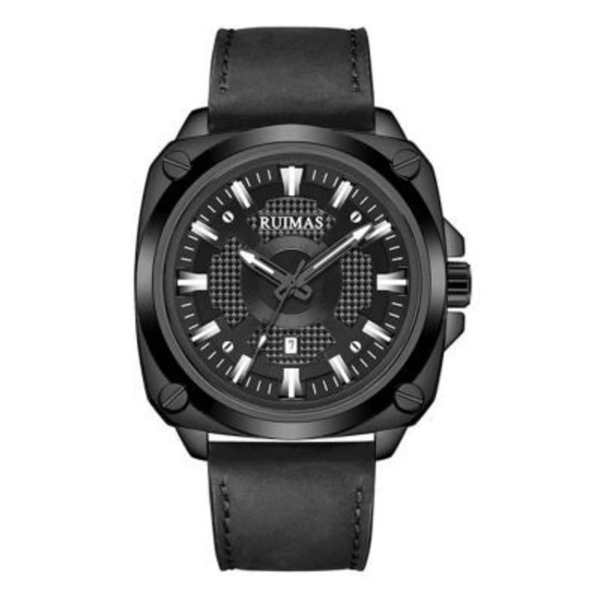 RUIMAS - Reloj Ruimas Acero Negro y Cuero Negro RUI-34