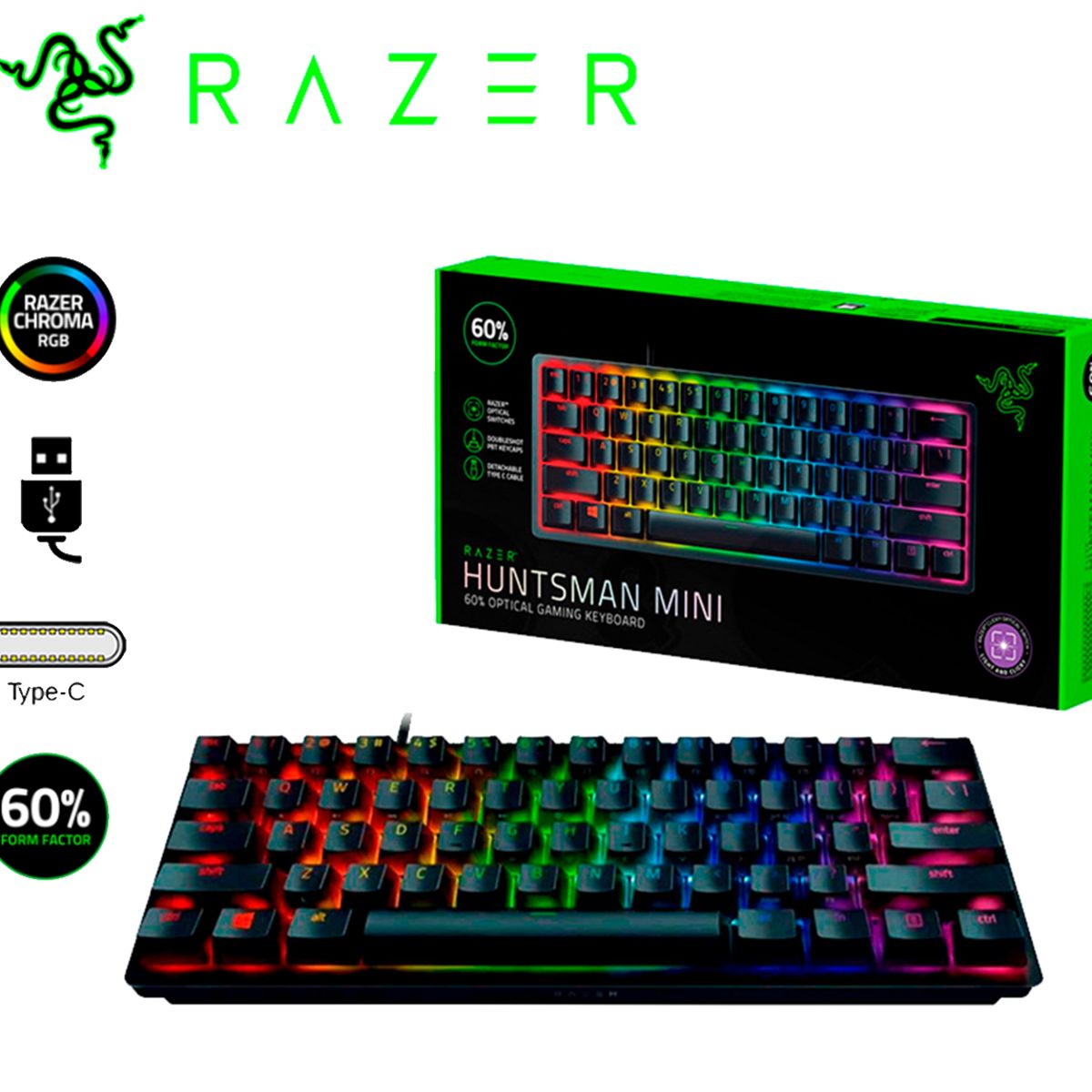 RAZER - Teclado Razer Huntsman Mini Opto Mechanical  SP Chroma Black