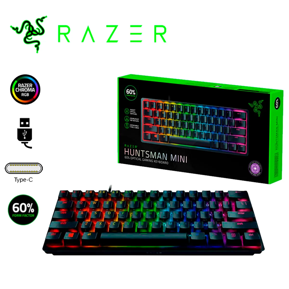 RAZER - Teclado Razer Huntsman Mini Opto Mechanical  SP Chroma Black