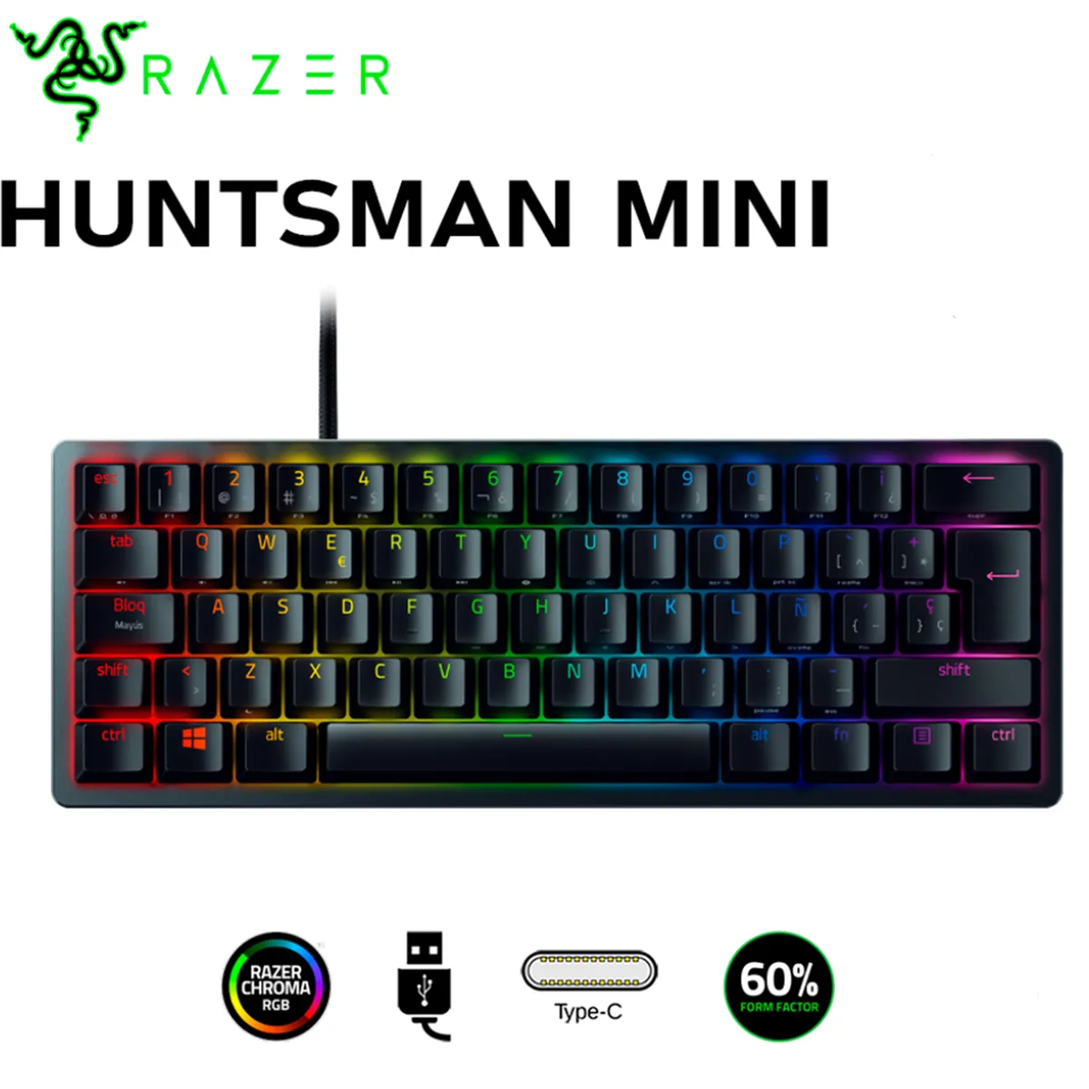 RAZER - Teclado Razer Huntsman Mini Opto Mechanical  SP Chroma Black